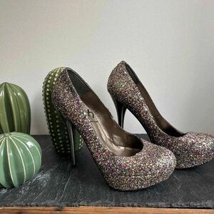 Sparkling Multicolor Platform Heels